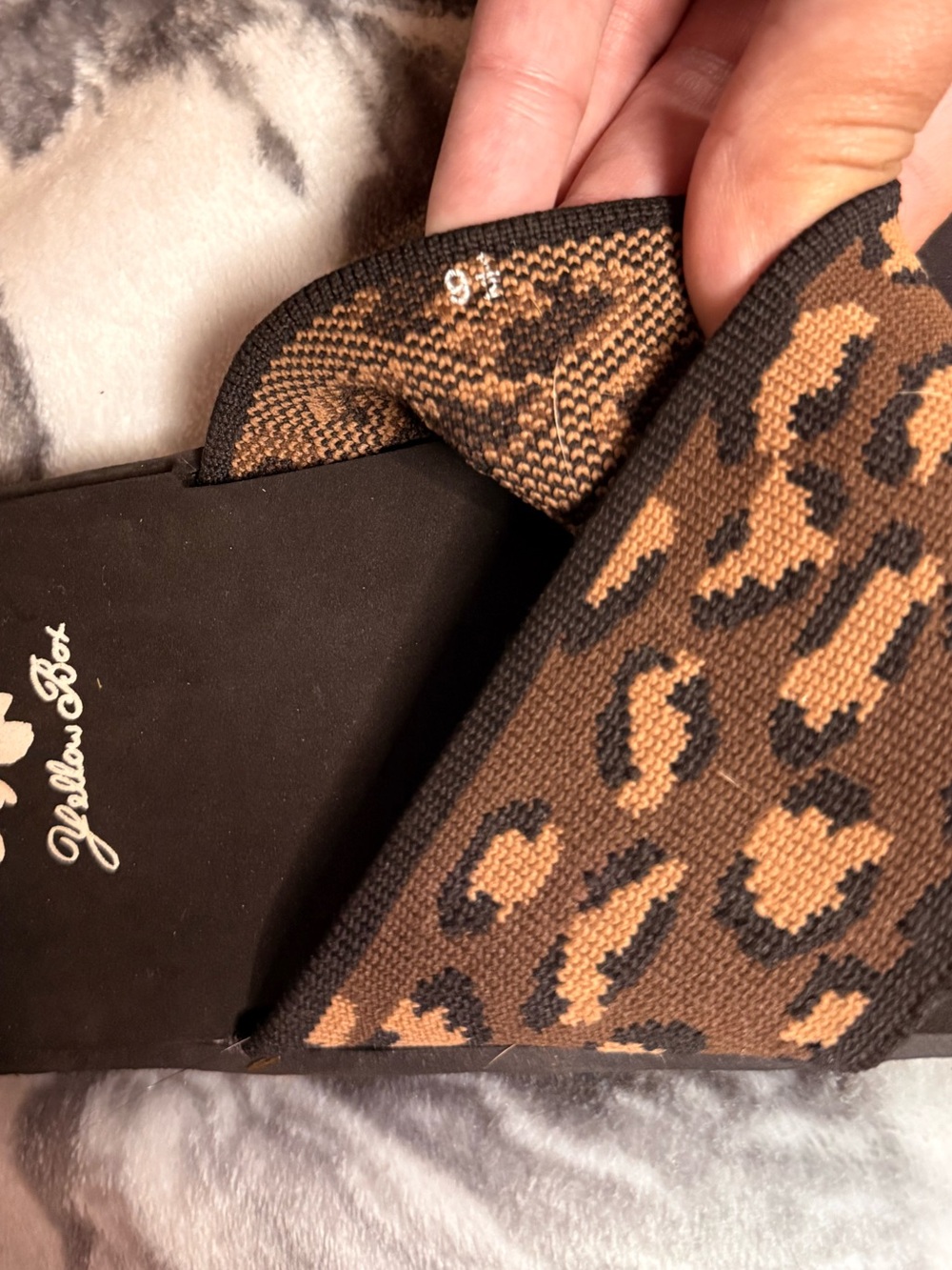 Yellow Box Leopard Knit Thong Sandals - Brown & Black - Picture 3 of 3
